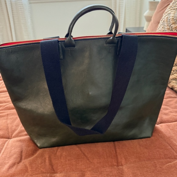 Clare V green leather zip tote bag Le Zip - Picture 2 of 9